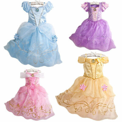 Disney Princess Belle Cinderella Dress Up Girls Kids Party Fancy Costume Cosplay