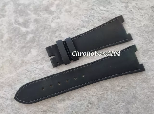 Genuine OEM Patek Philippe Nautilus 25/18mm Black Rubberised Leather Watch Strap