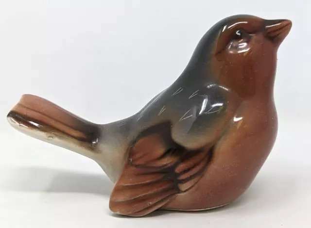 Rare VTG Keramos Porcelain Ceramic Brown Bird Sparrow Figurine Wien Austria CH23