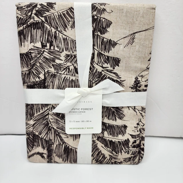 POTTERY BARN RUSTIC Forest Shower Curtain72" SQUARECabinChristmas