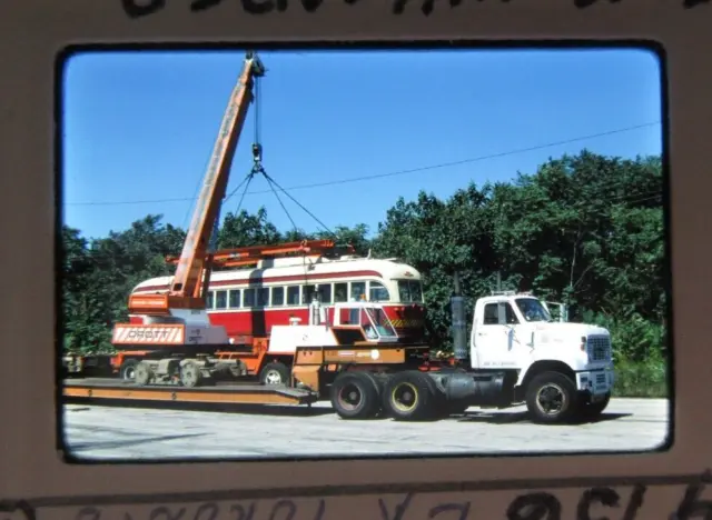 Original '78 Kodachrome Slide MBTA Septa Ex-TCC being unloaded Boston, MA   42A4
