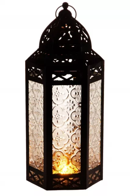 Oriental Marocaine Lanterne Lampe-tempête Jardin Verre Vintage Lanterne De Table