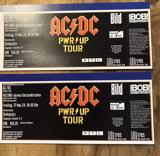 2 X STEHPLATZ Tickets AC/DC PWR UP TOUR Gelsenkirchen 17.05.24 EUR