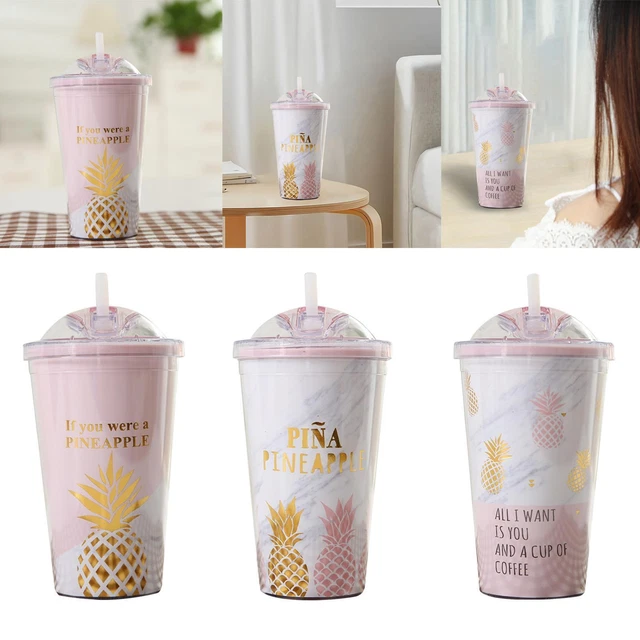CREATIVE DOUBLE WALL Cups with Straw & Lid Hidden Straw Tumbler Cup