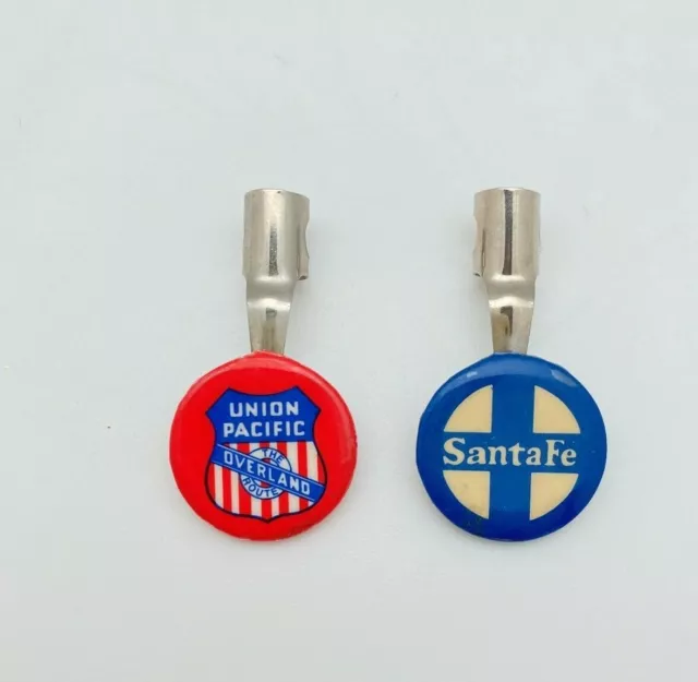 1 Vintage Union Pacific Overland Route & 1 Santa Fe Railroad  PENCIL CLIP