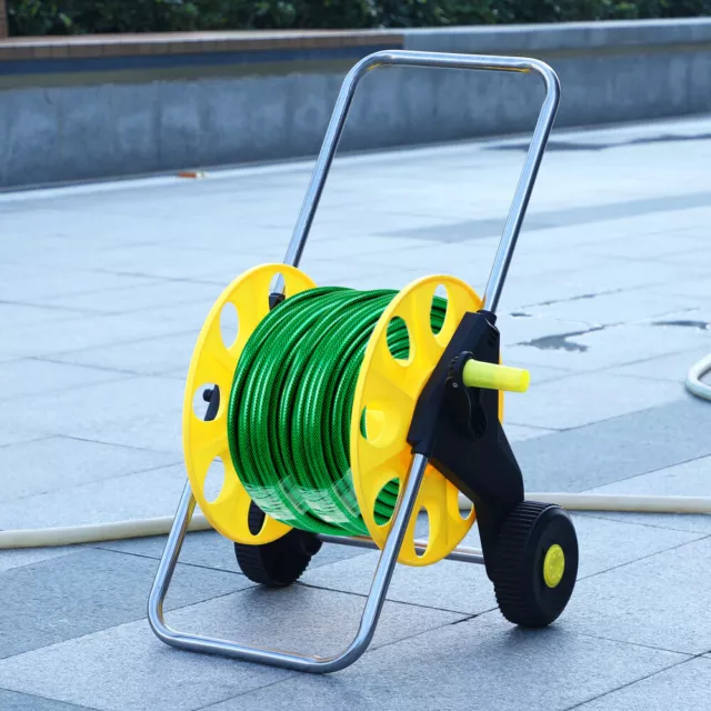 60m Hose Reel Cart Trolley Spray Gun Garden Outdoor Hosepipe Water Pipe Portable