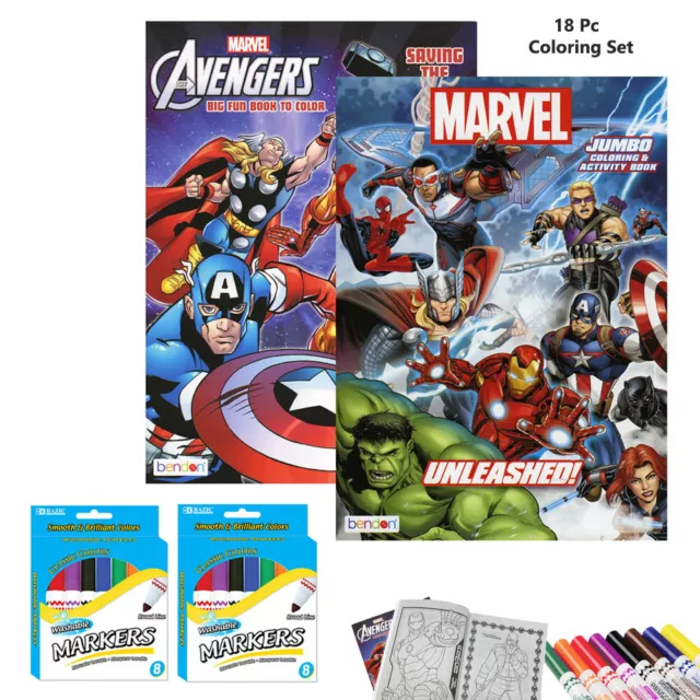 18 PC Marvel Avengers Coloriage Livres Set Enfants Dessin Activités Lavables