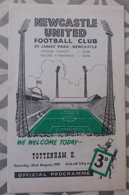 NEWCASTLE UNITED v  TOTTENHAM HOTSPUR  Spurs  1959/60 Very good