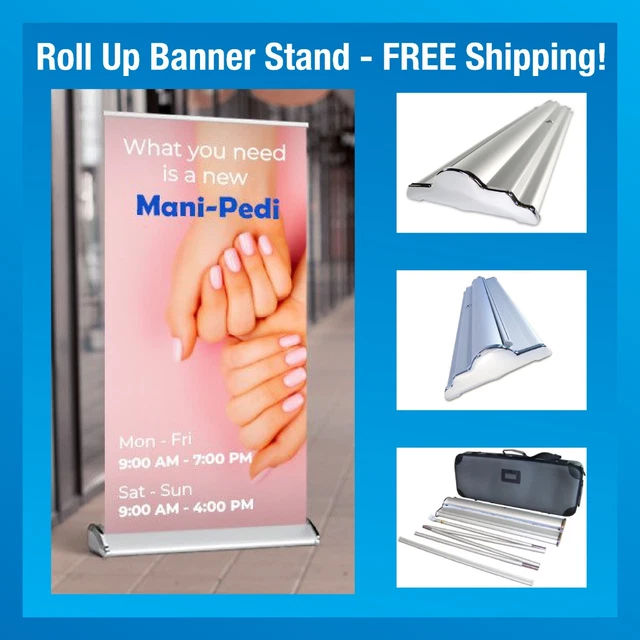 Retractable Roll Up Standing Banner Stand for Trade Show 24" x 48" Free Shipping