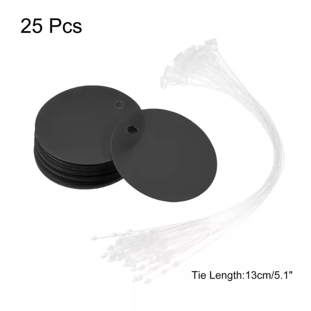 1.17 inch Round Plastic Tags Tear Proof Waterproof Price Tags w Tie Black 25 pcs 3