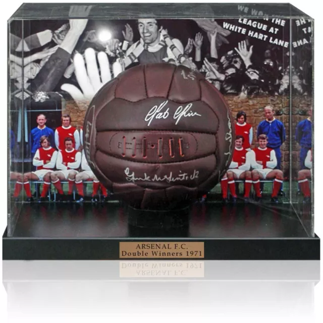 Arsenal FC 1971 Double Winners Hand-Signed by 8 Football Display AFTAL COA
