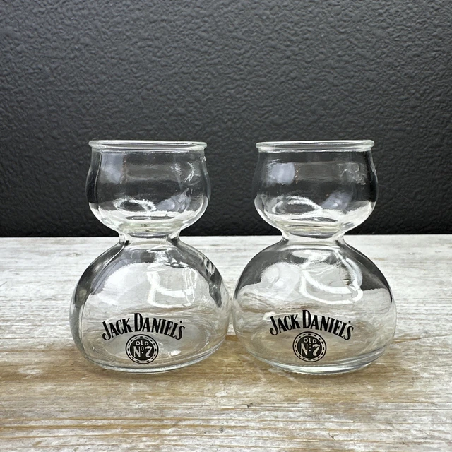 VINTAGE JACK DANIELS Old No 7 Double Bubble Hourglass Shot Glass Chaser
