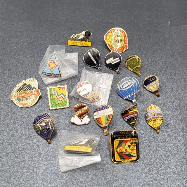 Vtg Lot of 18 Lapel Pin Hat Hot Air Balloons Mixed Styles Brands