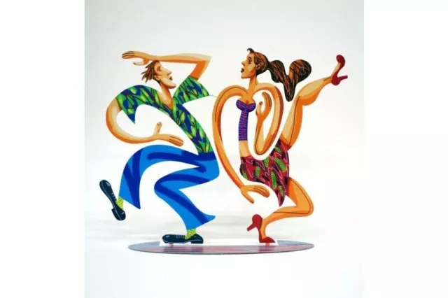 David Gerstein Swingers Nouvelle Sculpture Coupe Laser Acier Danse Couple...