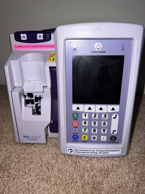 ICU Medical Hospira Plum 360 Infusion IV Pump w/Pole Clamp & Power Cord