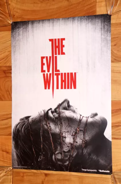 Póster promocional pequeño muy raro de The Evil Within para Xbox 360 PS4 2014