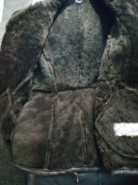 Excelled Brown Leather Jacket w/Belt Fur Lining