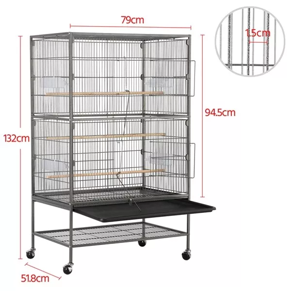 Grande Volière Cage à Oiseaux Spacieuse Canaries Inséparables Perroquet Perruche 3