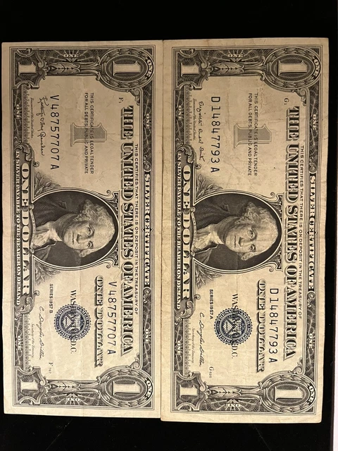 1957 Series A One Dollar Silver Certificate. Blue Seal.Well Circulated
