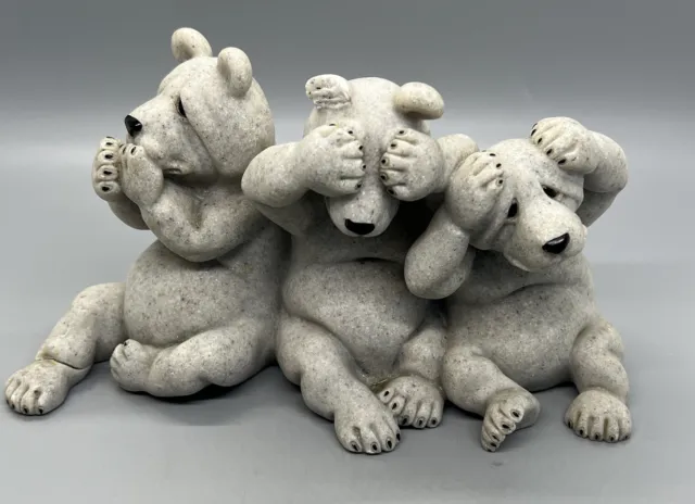 2000 Quarry Critters, 3 Polar Bears, Hear/Speak/See No Evil. "Uh Oh!!" 2.5 Lbs!