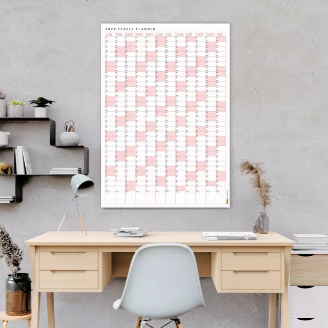 POWDER PINK 2024 Wall Calendar, 2024 Wall Planner, 2024 Year Planner