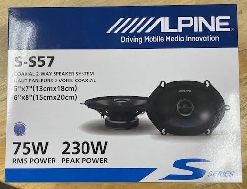 ALPINE S-S57 5"X7" Coaxial 2-Way speaker system  75 Watts RMS 230 Watts Peak