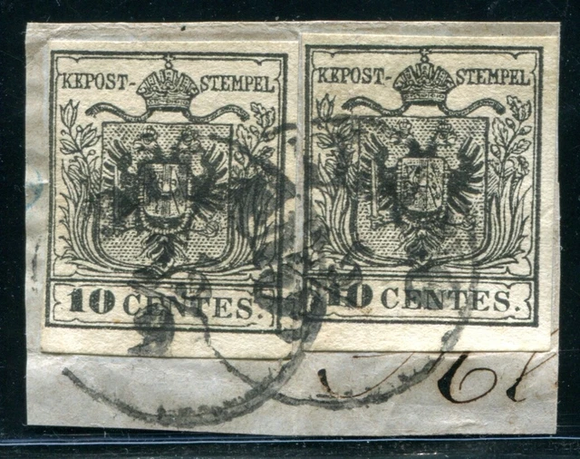 ÖSTERREICH L+V 1850 2Y gestempelt per 2 auf BRIEFSTÜCK BEFUND VÖB 650€(Z8519