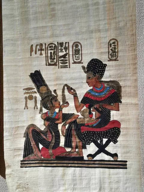 Papyrus handbemalt, Ägypten, Hochzeitsbild Tutanchamun, Anchesenamun 21x32