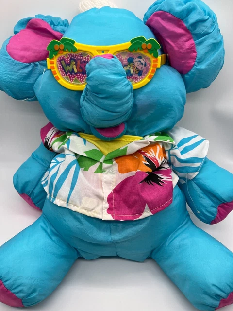 VTG 1987 Fisher Price Puffalumps 17" Stuffed Plush Elephant w/ Sunglasses & Card 4
