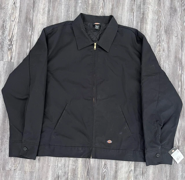 Dickies Men's Jacket Insulated Lined Quilted Eisenhower Blk Zip Up Coat Size 2XL