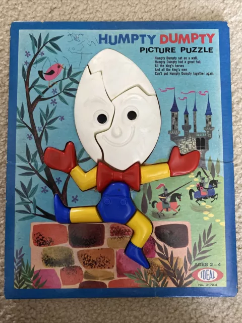 Vintage 1964 Humpty Dumpty Educator Picture Puzzle Plastic IDEAL 3172-4 HTF RARE