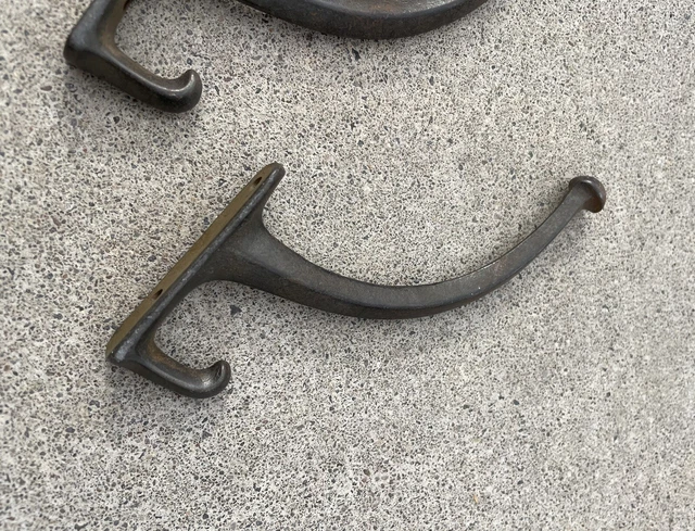 Antique Vintage Set of 3 Industrial Cast Iron Coat Hat Hooks 2
