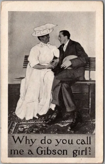 Vintage 1909 Comic Greetings Postcard "Why Did You Call Me a Gibson Girl?"