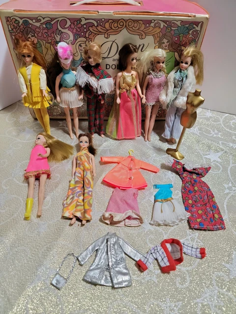 Vtg LOT of Topper Dawn & Friends Doll Case & 8 Dolls With Clothes & Accessories