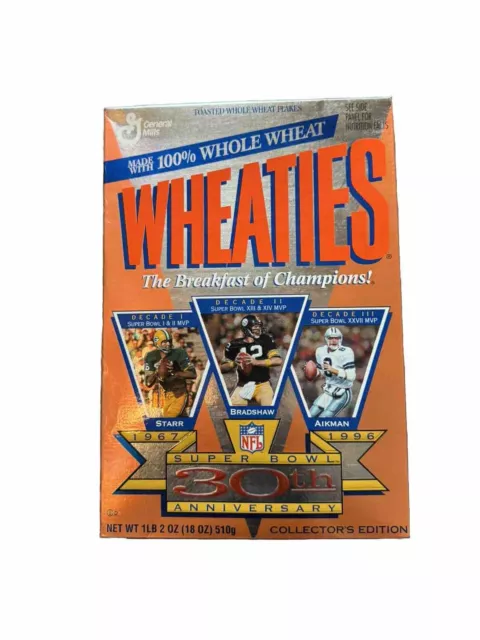 Sealed Wheaties NFL Super Bowl 30th Anniversary Collectors Edition Cereal Box 96