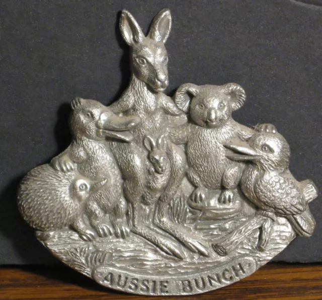 Aussie Bunch Australia Souvenir Pewter Magnet - Kiwi Platypus Kangaroo Koala