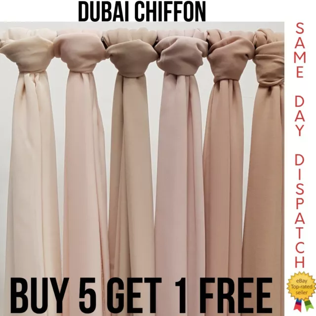 High Quality Plain Chiffon Hijab Scarf Shawl Wrap Soft Georgette Dubai Elegant