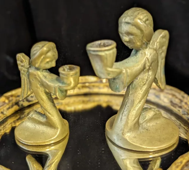 Vintage Hand Crafted Brass Angels,2" & 1.5" Tall, Beautiful, Nice Weight