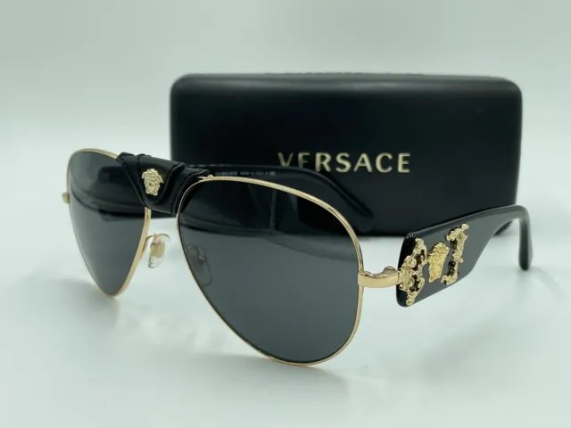 Versace Mod.2150Q 1002/87 Limited Edition Black Aviator Authentic Italy Ve2150Q