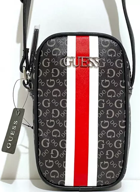 GUESS LOGO MINI CROSSBODY SHOULDER BAG HANDBAG Black • AUTHENTIC New BNWT