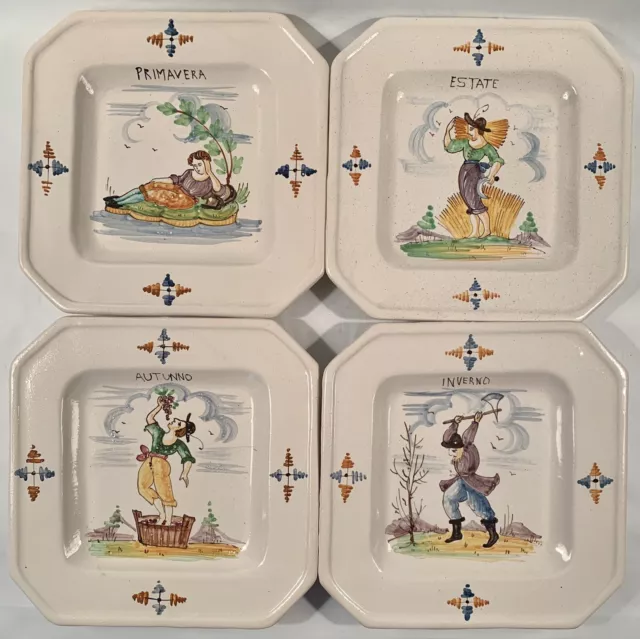 Set of Four Seasons Terracotta Ceramics Handmade in Italy Firenze Via Guelfa