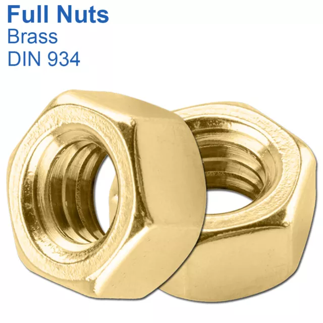 M2 M2.5 M3 M4 M5 M6 M8 M10 M12 Brass Nuts Hex Full Nut Brass - Din 934