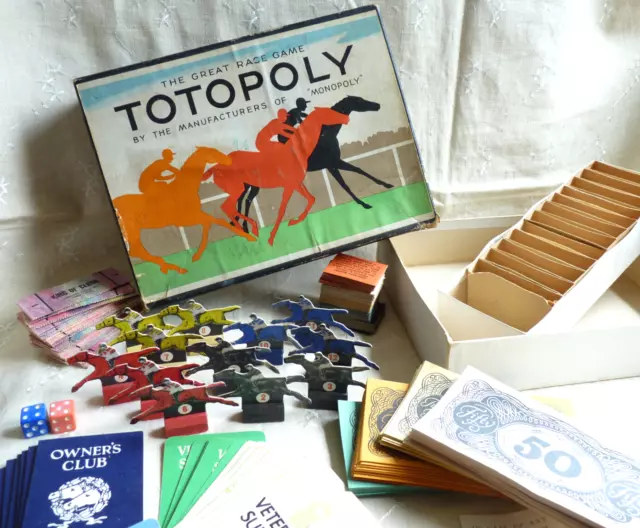 Vintage TOTOPOLY Board Game Waddingtons 1940s Horse-racing