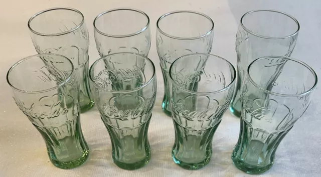 Vintage Coca-Cola Juice Glasses Libbey Small Green 6 oz. Set of 8 Coke 4.5" Tall