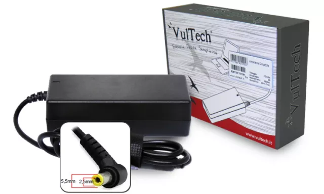 Alimentatore Dedicato Vultech Per Asus 5,5x2,5mm 90W 19V 4,74A AS19474C-312