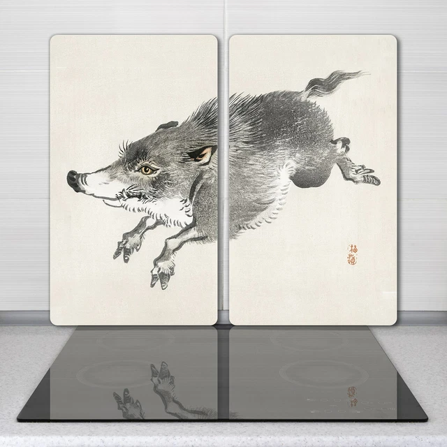 Lot De 2 Planches à Découper En Verre Coloray – Thème Asiatique Arbres, 30x52 Cm