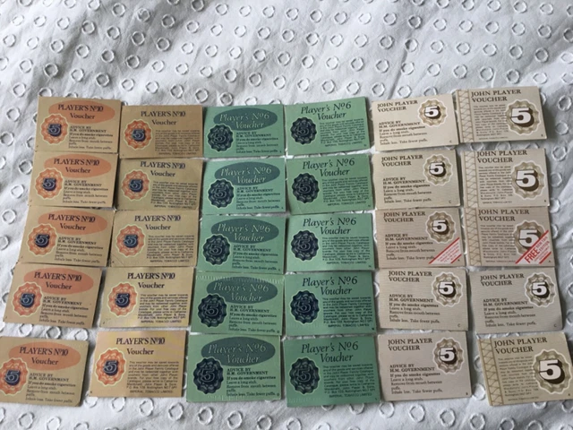 30 X JOHN Player Cigarette Vouchers - 3 different types - No 6, No 10 £5.40 