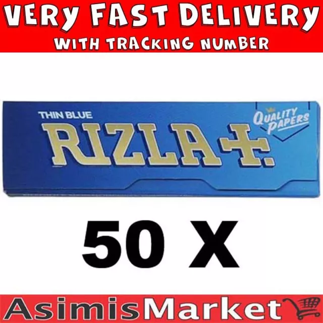 Rizla Blue Thin Rolling Papers 50 Packs No Box Regular Small Size 2500 Papers