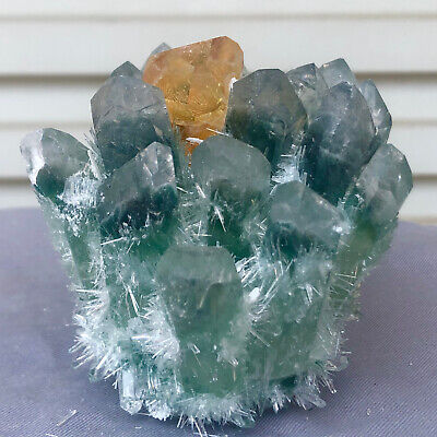 517g New Find Green Phantom Quartz Crystal Cluster Mineral Specimen Healing