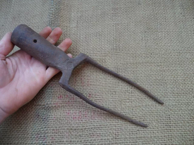 Antique Fork Pitchfork Hand Forged Hand Forged Iron Gardening Tool Vintage 19C